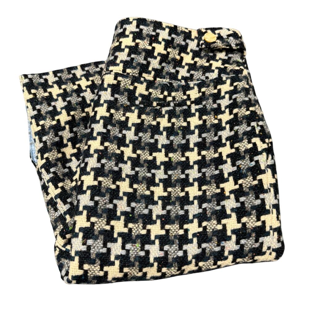 Perry Ellis Skirt Womens 4 (29x24‎ ACTUAL) Blue Houndstooth Tweed Wool Blend